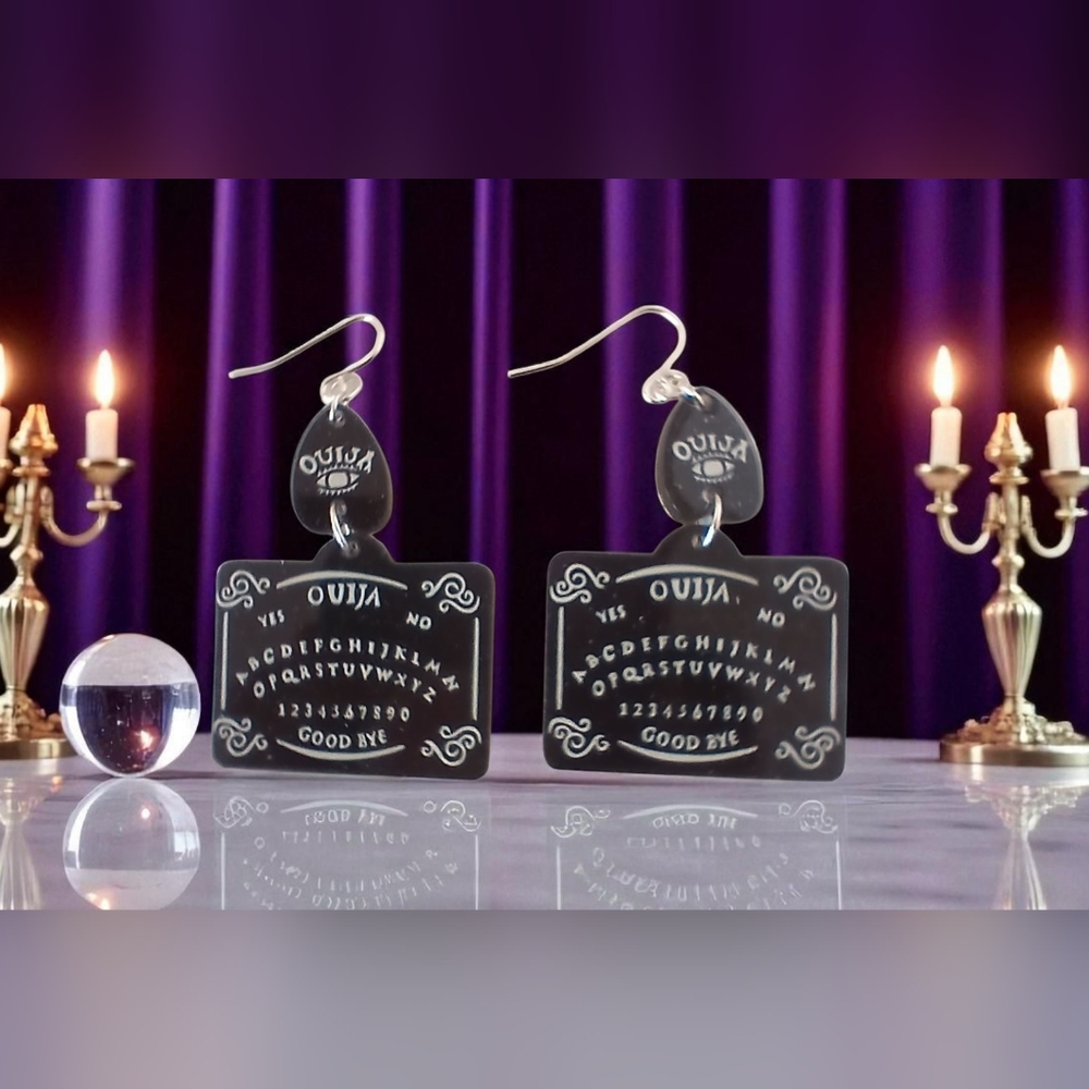 Black Ouija Board Earrings